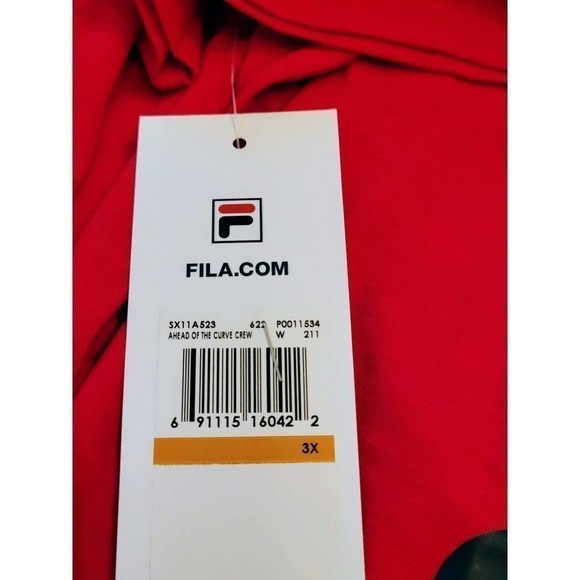 FILA Plus Size Cropped Logo Crewneck T-Shirt Red 3X NWT - Picture 7 of 11